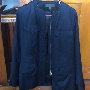 Rag & Bone Wool Military Style Full Zip Jacket Blazer Blue Size 8